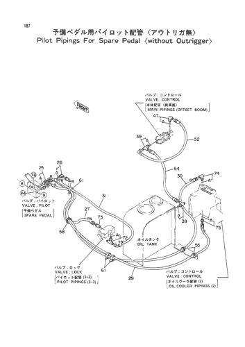 PILOT PIPINGS FOR SPARE PEDAL -WITHOUT OUTRIGGER-