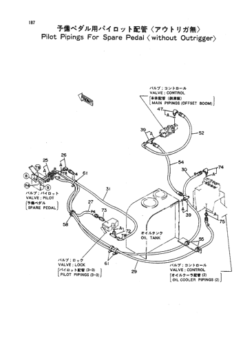 PILOT PIPINGS FOR SPARE PEDAL -WITHOUT OUTRIGGER-