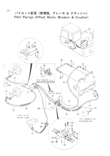 PILOT PIPINGS (BREAKER & CRUSHER)-OFFSET BOOM-
