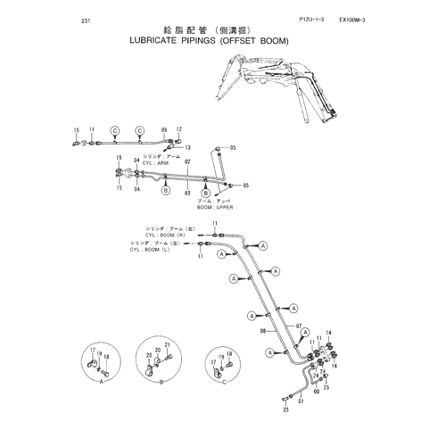 LUBRICATE PIPINGS -OFFSET BOOM-