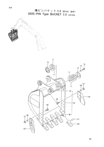 SIDE-PIN TYPE BUCKET (0.8)-JIS94--SELECT-