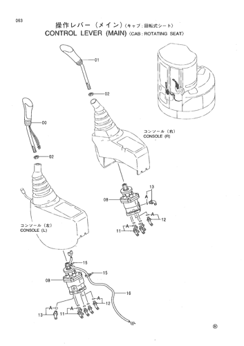 CONTROL LEVER (MAIN) -CAB-ROTATING SEAT-