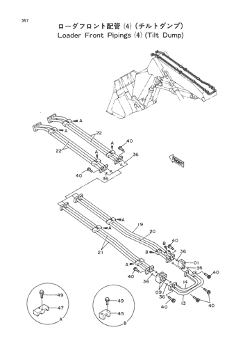 LOADER FRONT PIPINGS (4) (TILT DUMP)