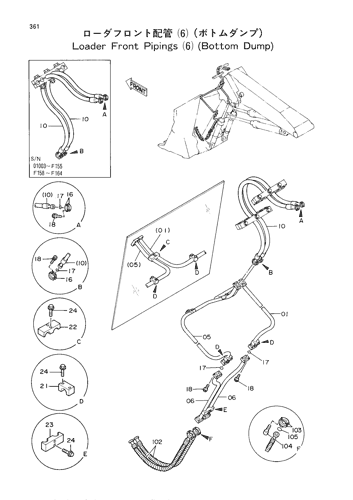 LOADER FRONT PIPINGS (6) (BOTTOM DUMP)
