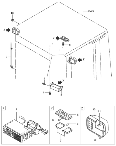STEEL CAB (LAMP, RADIO)