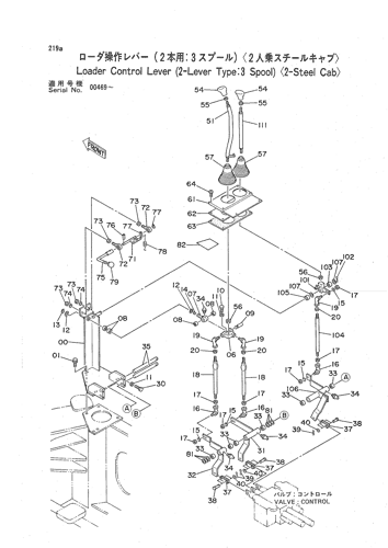 LOADER CONTROL LEVER (2-LEVER TYPE- 3 SPOOL) -2-STEEL CAB-