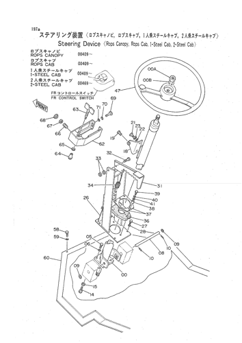 STEERING DEVICE -ROPS CANOPY, ROPS CAB, 1-STEEL CAB, 2-STEEL CAB-