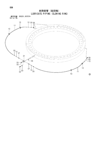 LUBRICATE PIPING (SLEWING RING)