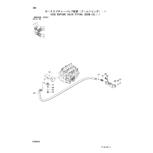 HOSE RUPTURE VALVE PIPING (BOOM CYL.)-1