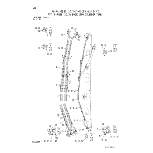 ATT. PIPING (10.7m BOOM)(TWO CYLINDER TYPE)