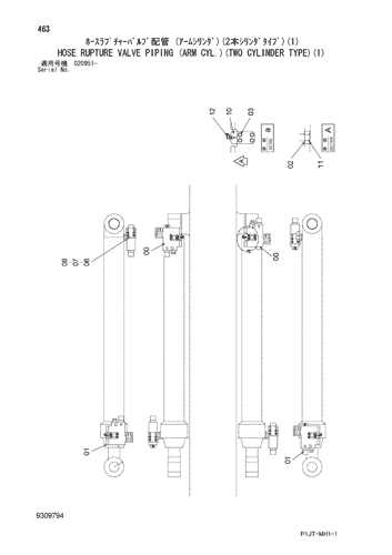 HOSE RUPTURE VALVE PIPING (ARM CYL.)(TWO CYLINDER TYPE)(1)