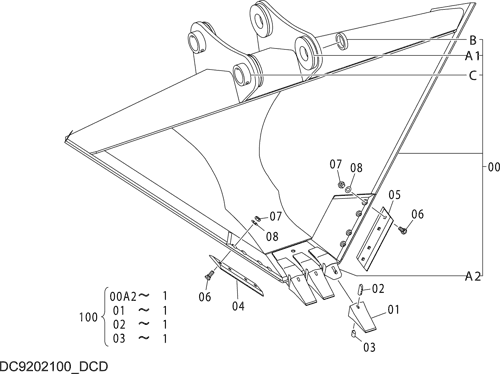 V-TYPE BUCKET 0.4m3 (JIS 94)